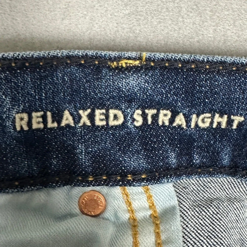American Eagle Flex Jeans Mens 40X32 Blue Relaxed Straight Distressed Stretch